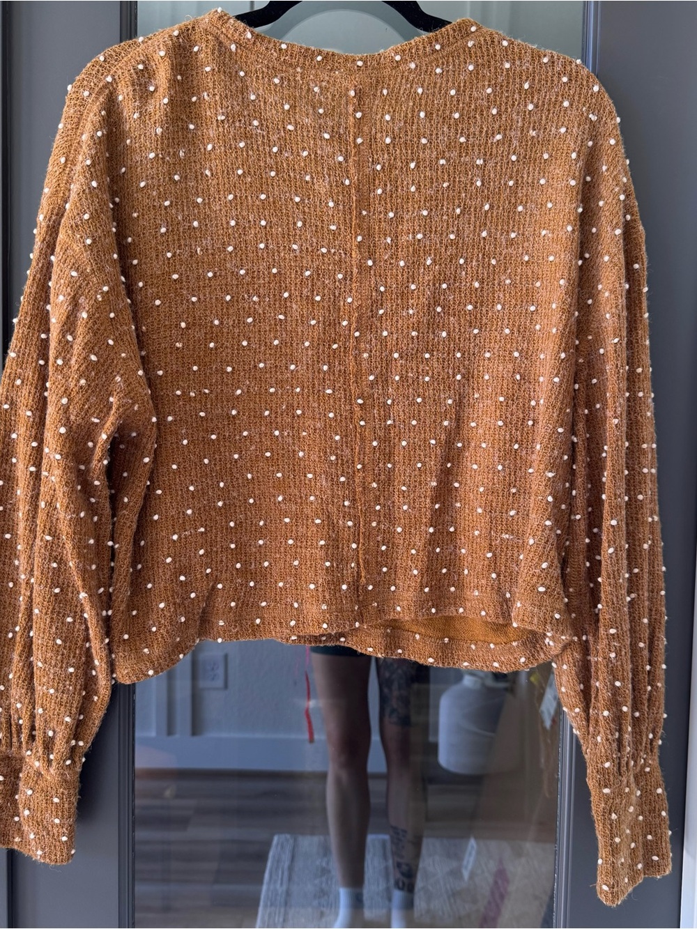 New In Rust and White Dots Cropped Sweater - Picture 5 of 7
